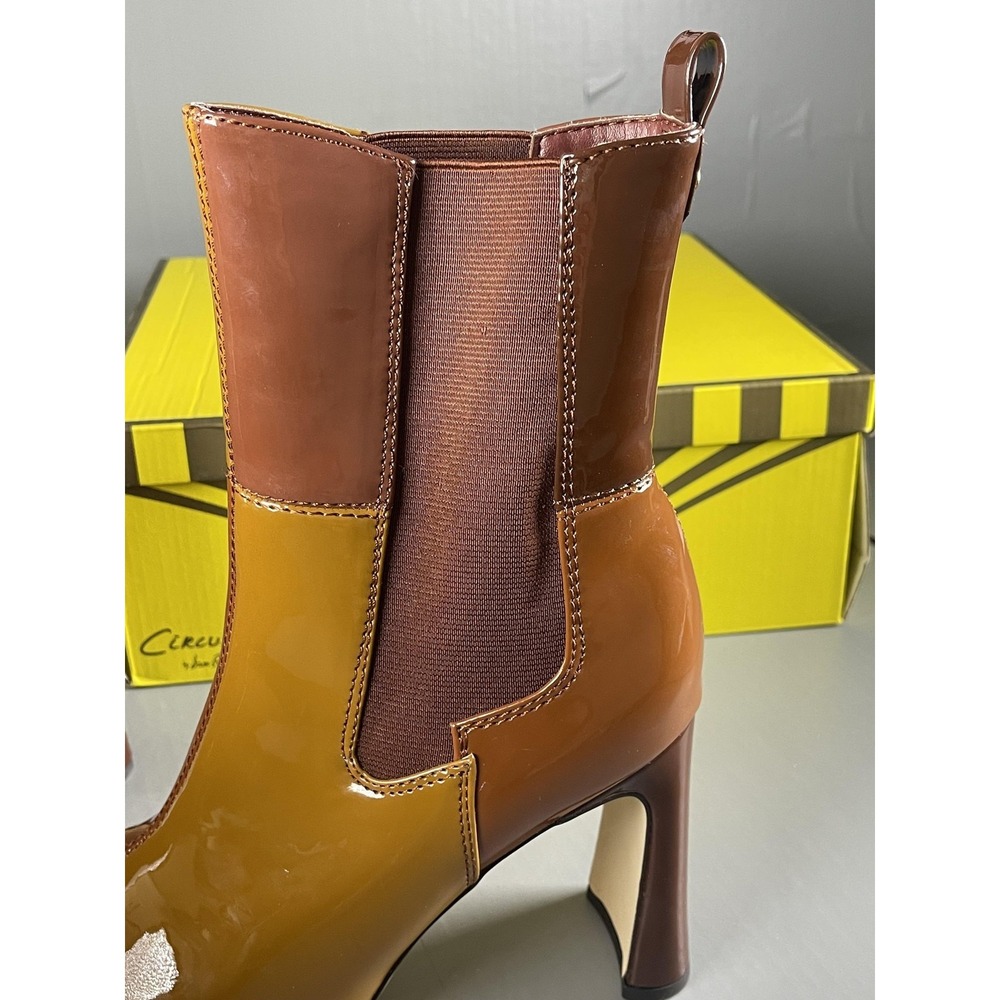 Circus By Sam Edelman Boots Womens Size 10 Brown Patent Chelsea Ankle Colorblock - Picture 8 of 13